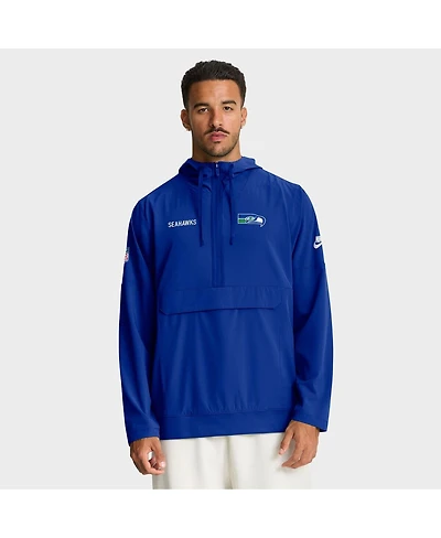 Nike Men's Royal Seattle Seahawks Sideline Alt Pack Anorak Half-Zip Hoodie Jacket