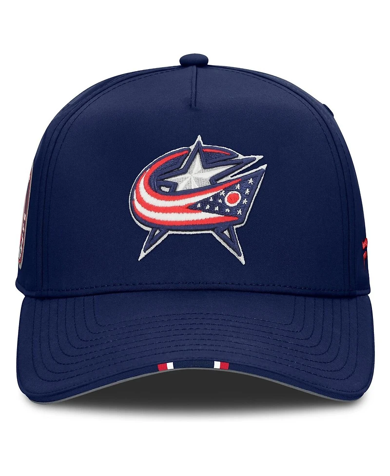 Fanatics Men's Navy Columbus Blue Jackets 2025 Nhl Draft Authentic Pro On-Stage Podium A-Frame Adjustable Hat