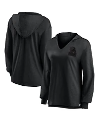Fanatics Women's Cleveland Browns Blackout Slub Hoodie V-Neck Long Sleeve T-Shirt
