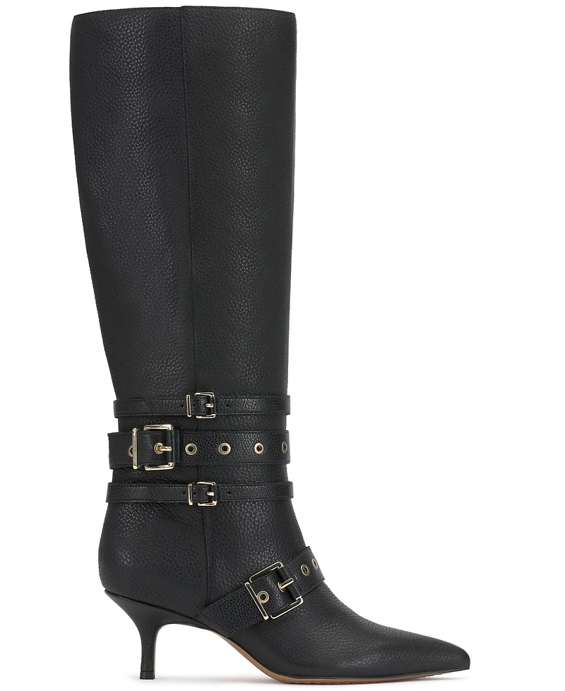 Vince Camuto Women's Tyleen Knee-High Kitten-Heel Moto Dress Boots