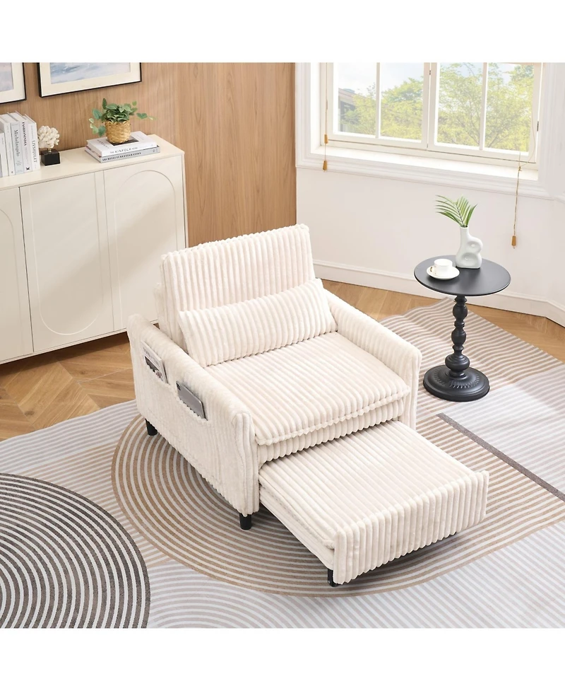 Streamdale Furniture Beige Small Space Sofa Bed with Pillow