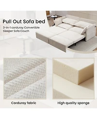 Streamdale Furniture Pull-Out Corduroy Sleeper Sofa Bed w/ Storage & Usb