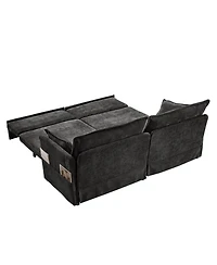 Streamdale Furniture 73.6" Pull Out Sofa Bed Chenille Sleeper Couch w/ Storage & Usb