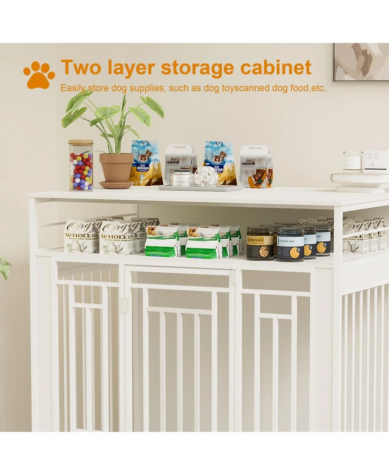 Streamdale Furniture 43" Dog Crate Furniture with Storage White