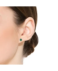 Rachel Glauber Elegant 14K Gold Plated Green Cubic Zirconia Round Earrings