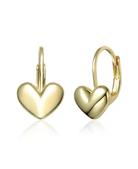 Rachel Glauber 14K Gold Plated Heart Drop Leverback Earrings