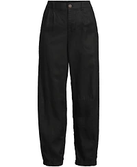 Lands' End Women's Linen High Rise Pleated Barrel Leg Ankle Pants