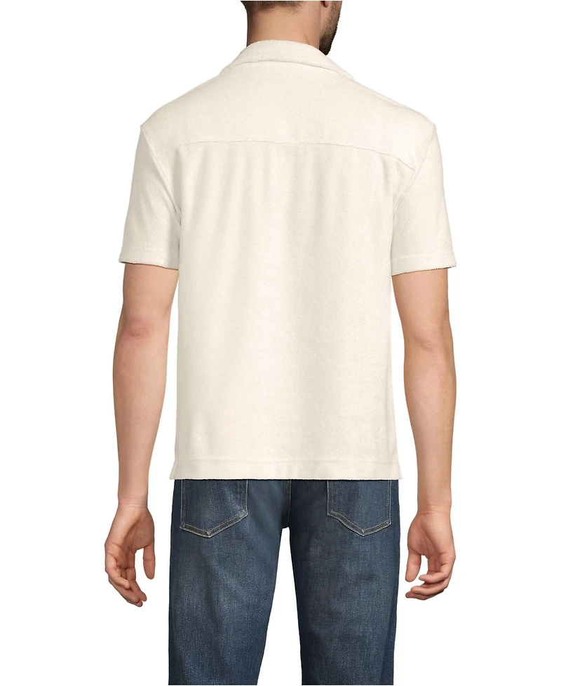 Lands' End Men's Short Sleeve Textured Terry Camp Collar