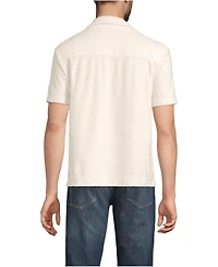 Lands' End Men's Short Sleeve Textured Terry Camp Collar