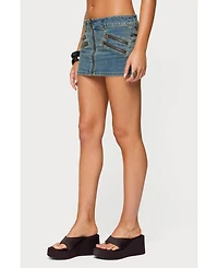 Edikted Women's Ronan Zip Up Denim Mini Skort