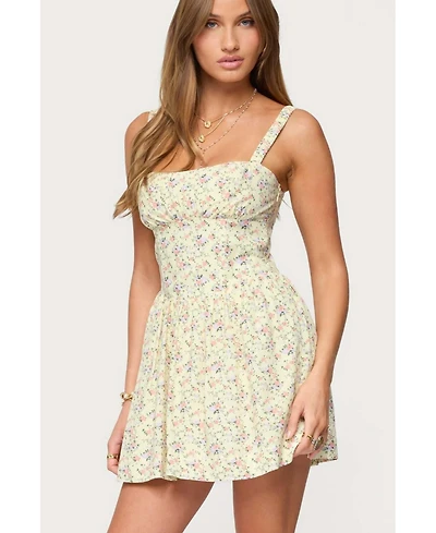 Edikted Womens Sadee Ruched Floral Mini Dress
