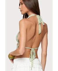 Edikted Women's Lace Split Front Backless Top