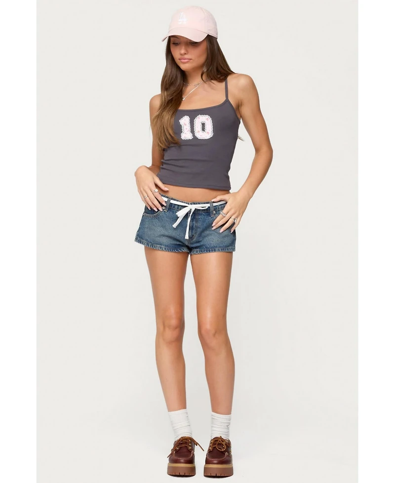 Edikted Womens 10 Floral Lacey Patch Tank Top