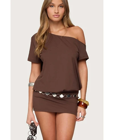 Edikted Womens Dorie Off Shoulder Cut Out Mini Dress