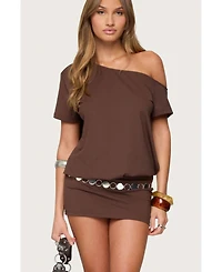 Edikted Womens Dorie Off Shoulder Cut Out Mini Dress