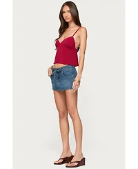 Edikted Womens Kellyn Button Contrast Babydoll Top