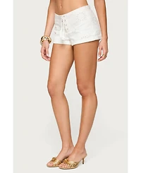 Edikted Women's Trisha Tassle Eyelet Shorts