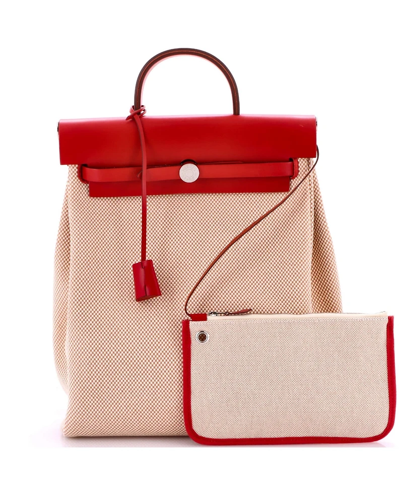 Pre-Owned Hermes Herbag A Dos Zip Backpack Toile and Leather