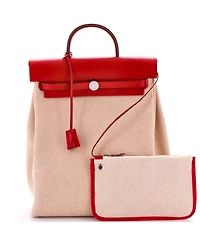 Pre-Owned Hermes Herbag A Dos Zip Backpack Toile and Leather