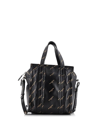 Pre-Owned Balenciaga Xs Bazar Logo Convertible Tote Printed Leather
