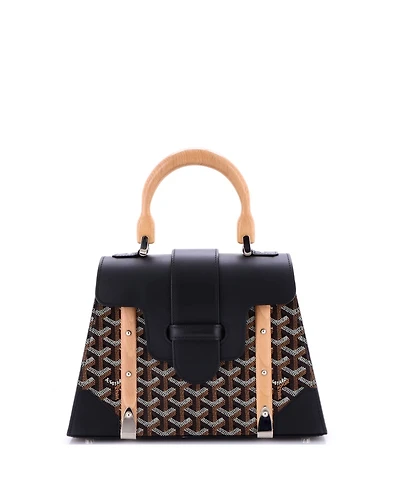 Pre-Owned Goyard Pm Saigon Top Handle Bag Coated Canvas with Leather