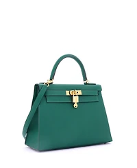 Pre-Owned Hermes Kelly 28 Handbag Green Epsom with Gold Hardware