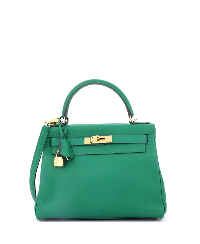 Pre-Owned Hermes Kelly 28 Handbag Evercolor with Gold Hardware