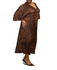 Fashion-szn Curve Women's Leopard Print Midi Dress