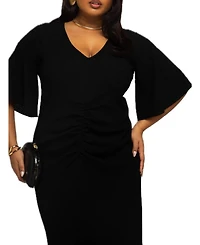 Fashion-szn Curve Women's Flutter Sleeve Midi Dress