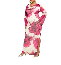 Fashion-szn Curve Women's Ruffle Snake Print Maxi Dress