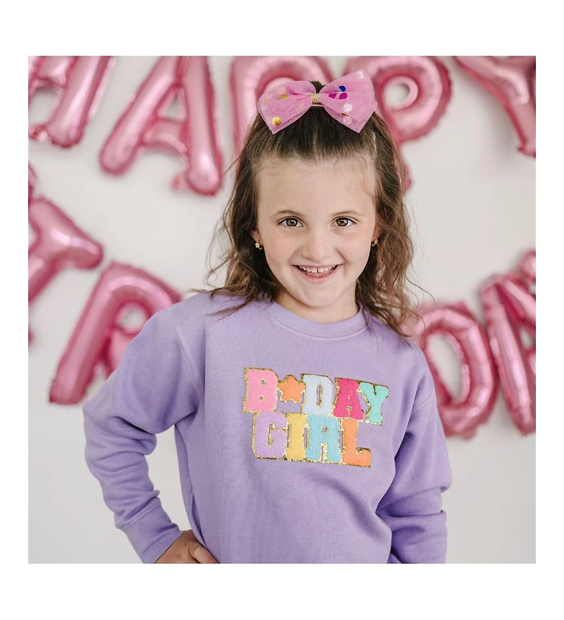Sweet Wink Little and Big Girls Birthday Girl Patch Sweatshirt