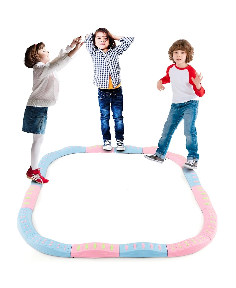 Gymax Kids Colored Balance Beams w/ Non-slip Textured Surface Bottom Pad Multicolor