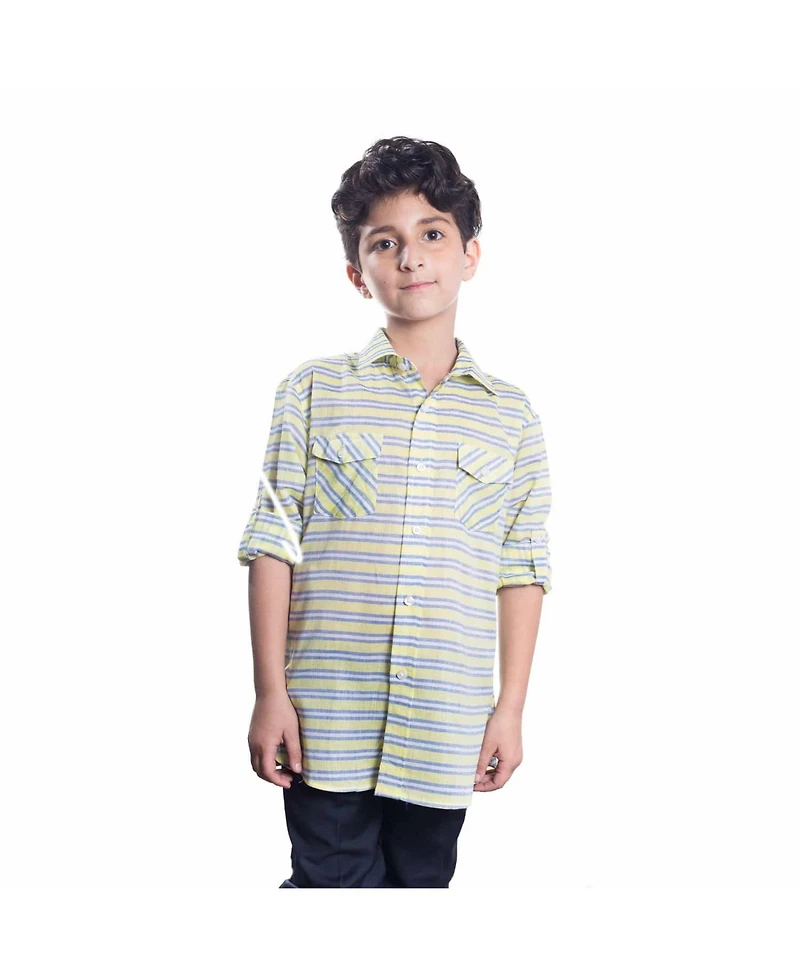 Elie Balleh Big Boys Yellow Slim Fit Striped Button-Down Shirt