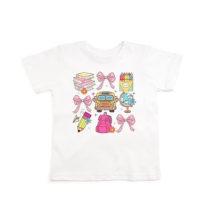 Sweet Wink Little and Big Girls Coquette School Doodle Short Sleeve T-Shirt