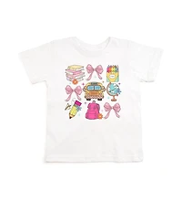 Sweet Wink Little and Big Girls Coquette School Doodle Short Sleeve T-Shirt