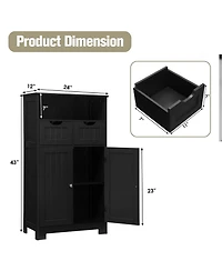 Wooden Bathroom Side Cabinet with 2 Drawers and Doors for Extra Storage