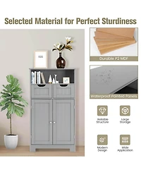 Wooden Bathroom Side Cabinet with 2 Drawers and 2 Doors for Extra Storage