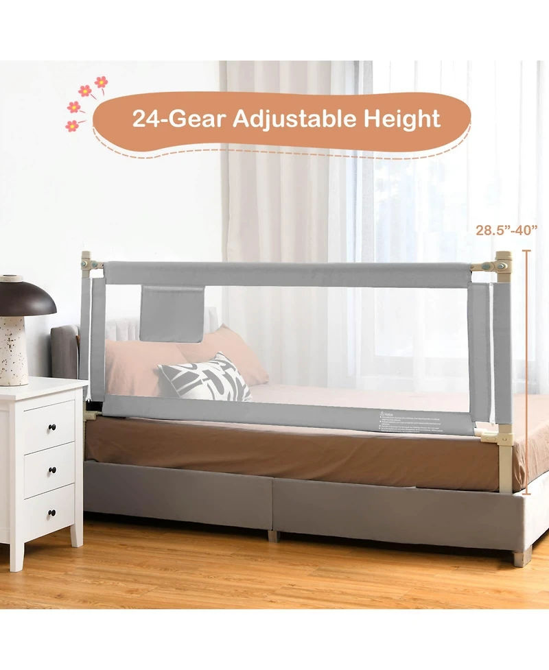 Slickblue Baby Bed Guardrail with Double Lock for Secure Toddler Sleep Support