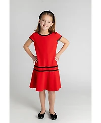 Florence Eiseman Big Girls Crepe Knit Dress With Velvet Trim