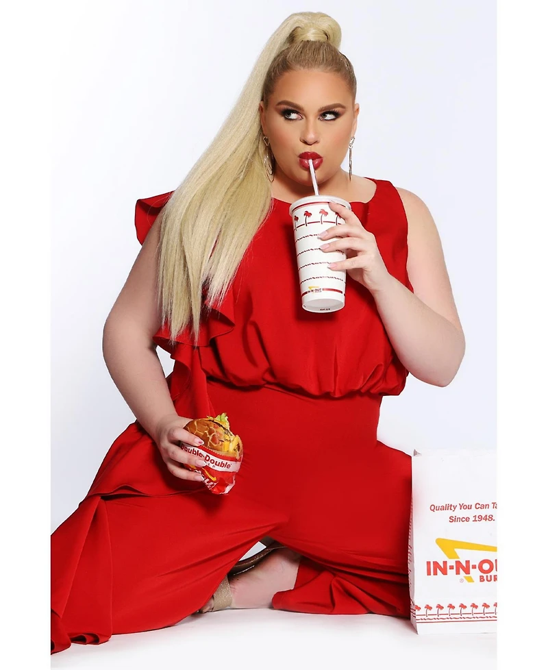 Celebrations by Sydney's Closet Women's Crepe Ruffle Jumpsuit