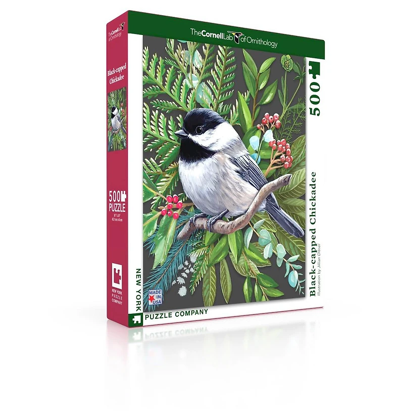 New York Puzzle Company Black-capped Chickadee 500 Piece Puzzle