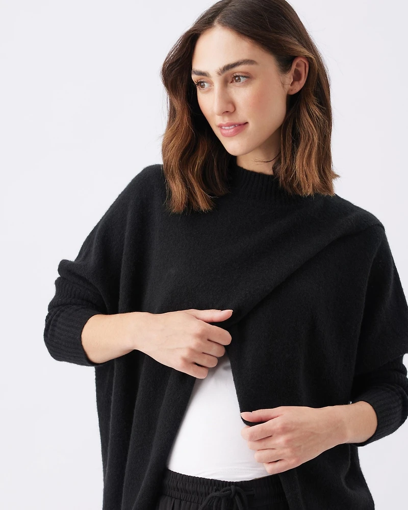 Ripe Maternity Hallie Cross Over Knit Sweater Black for Stylish Comfort