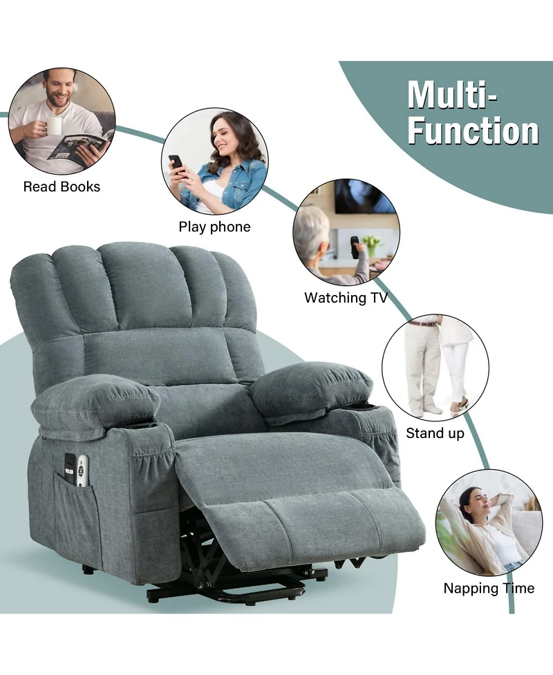 Streamdale Furniture Electric Massage Lift Chair w/ Heat & Usb - Blue