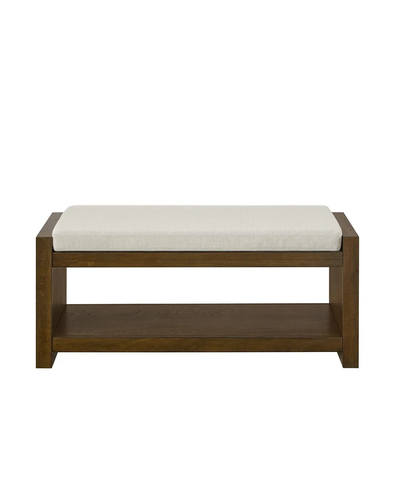 Streamdale Furniture 40" Beige Bench with Shoe Rack & Removable Cushion
