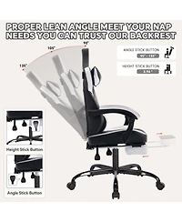 Streamdale Furniture Gaming Chair with Footrest Ergonomic High Back Black/White