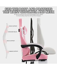 Streamdale Furniture Pink Gaming Chair with Footrest Ergonomic High Back