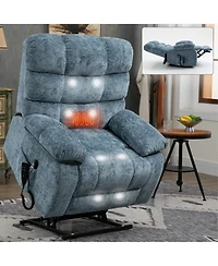 Streamdale Furniture Lift Recliner Heat Massage Dual Motor Infinite Position Blue