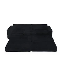 Streamdale Furniture L-Shape Corduroy Sectional Sofa Bed - Black