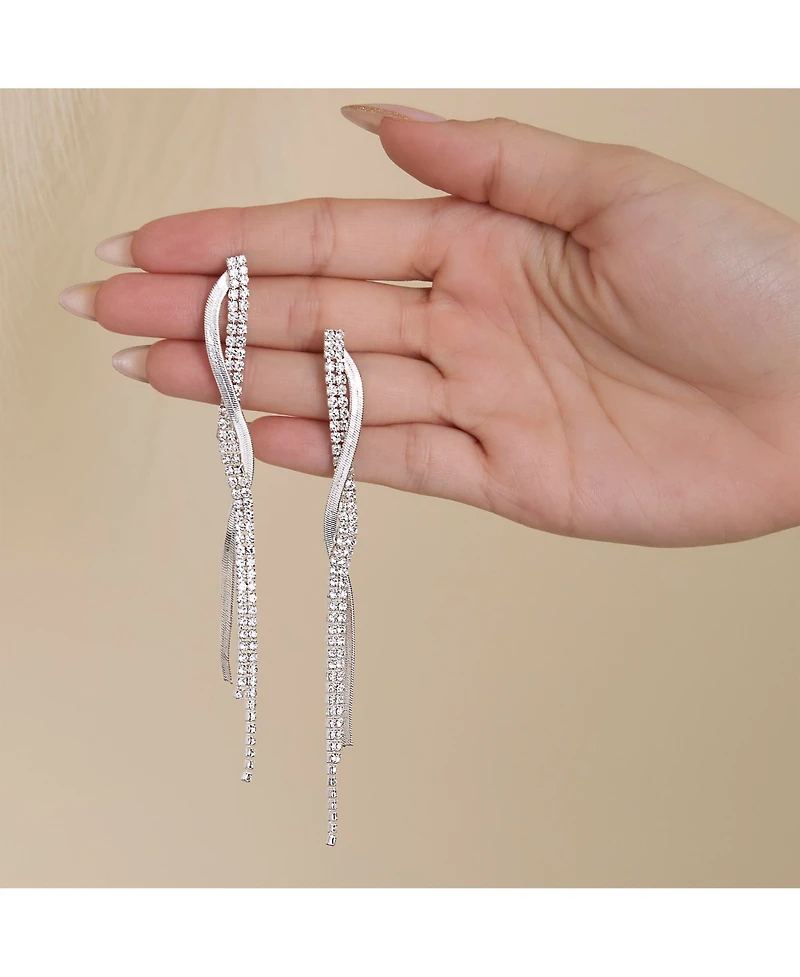 Jessica Simpson Silver Linear Drop Earrings