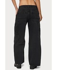 Edikted Women's Ayla Low Rise Carpenter Jeans